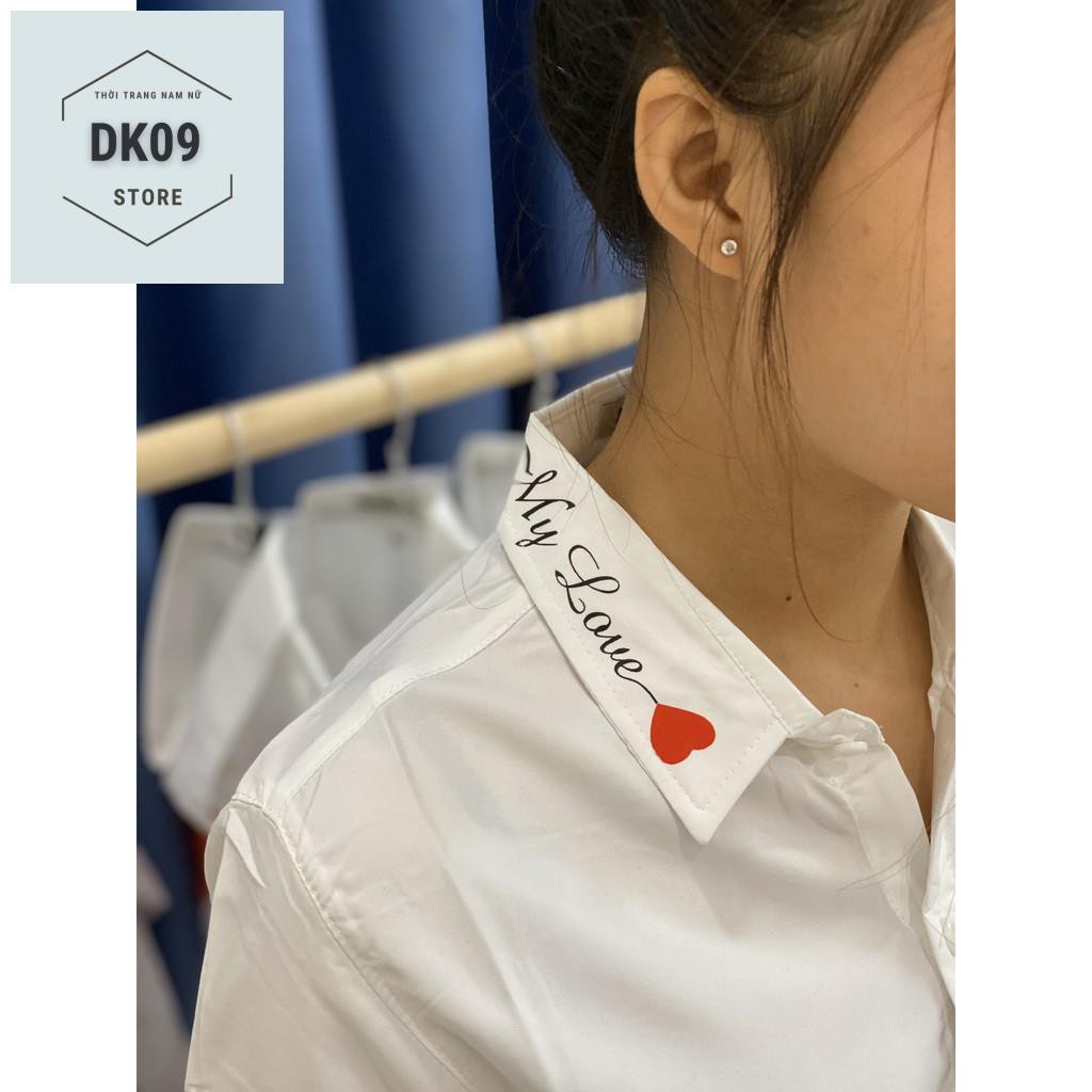 Áo Sơ Mi Dài Tay Cặp Đôi Nam- Nữ Thêu Trái Tim | BigBuy360 - bigbuy360.vn