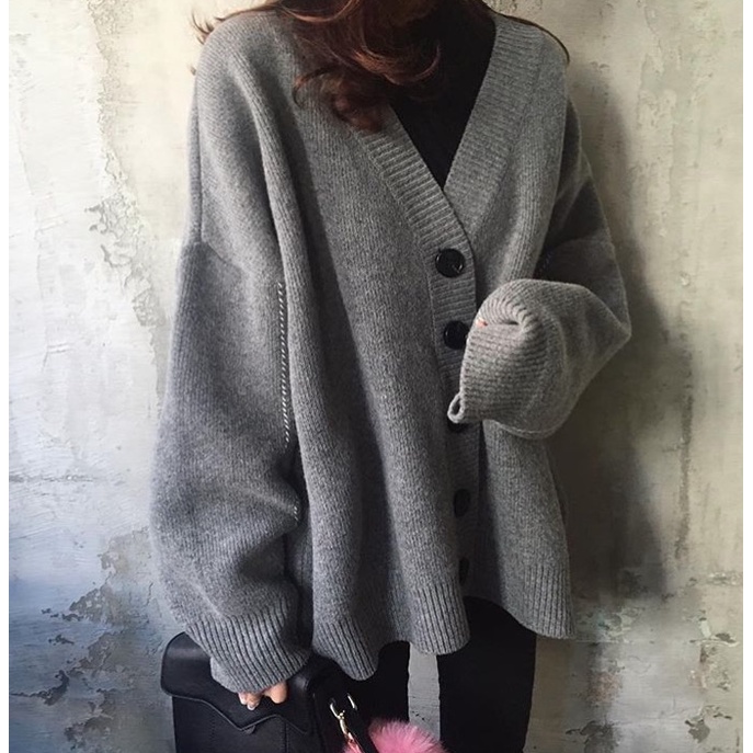 Áo khoác len nữ, áo cadigan nữ xám, trắng unisex, oversize, bigsize 2021 | BigBuy360 - bigbuy360.vn