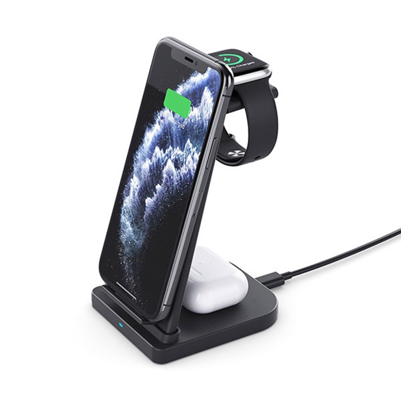 XBVN 15W Qi Wireless Charger Stand 3 In 1 for IPhone AirPods Pro Watch Samsung S20/10