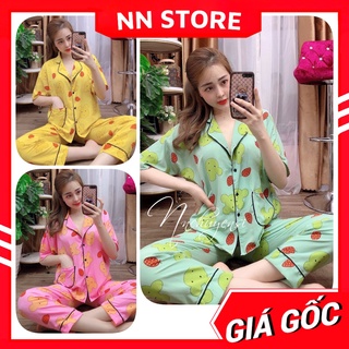 Đồ bộ nữ mặc nhà tay cánh dơi phom to chất kate mềm mịn mát in hình gấu hình hoạt hình dễ thương DBKIHTN70