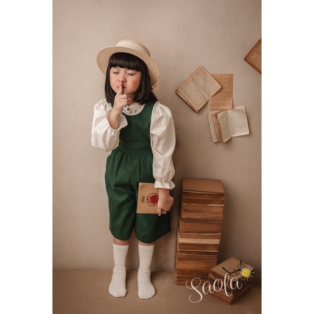 Áo Sơ Mi Tay Phồng Cổ Trụ Phối Ren Phong Cách Hàn Quốc Dễ Thương - JADE TOP - TOL002 - SAOLA KIDS CLOTHING