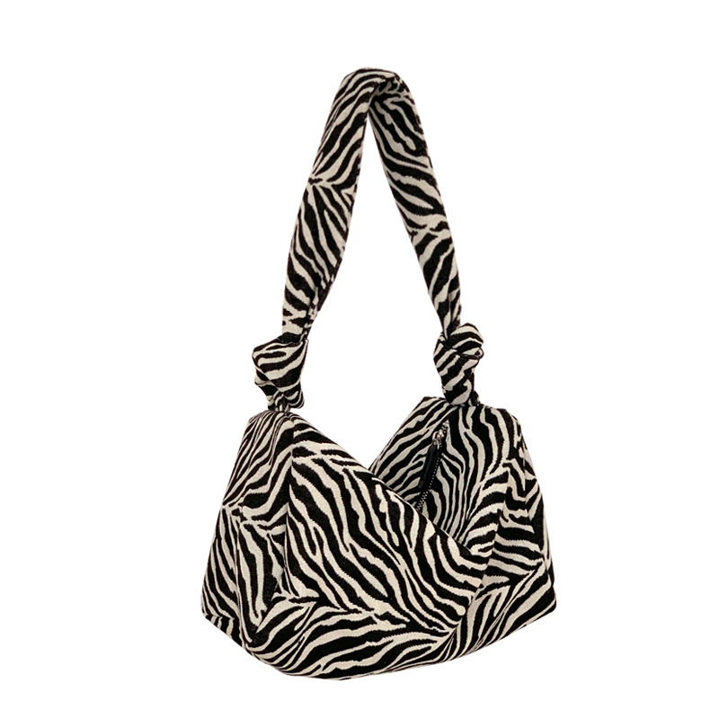 Túi Xách Canvas Ngăn Rộng Họa Tiết Ngựa Vằn Thời Trang