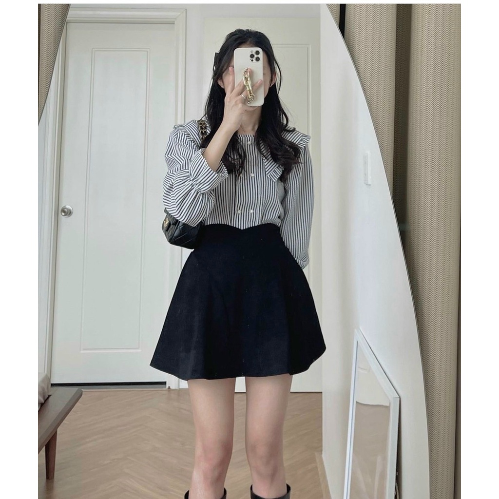 Áo sơ mi kẻ cổ bèo hàng loại 1 phong cách tiểu thư dành cho nữ