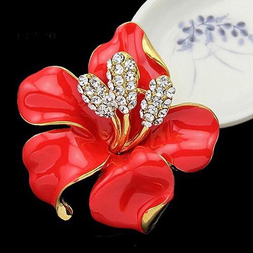 Ghim cài áo hình hoa lily đính kim cương nhân tạo lấp lánh sang trọng MẪU 14(4,6X4,5cm)