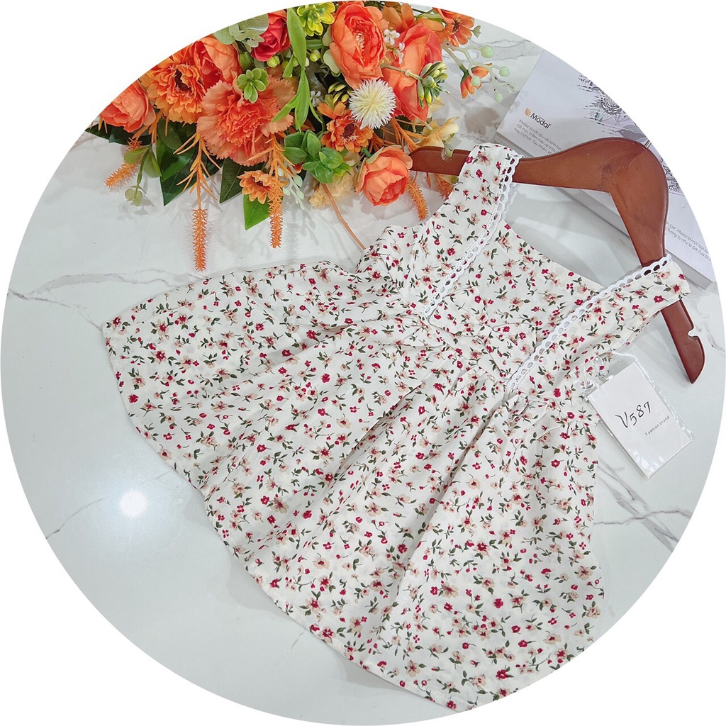 Váy Bé Gái  Hoa Nhí Chất Lanh Lụa Cao Cấp Mềm Mịn Size từ 7-15kg