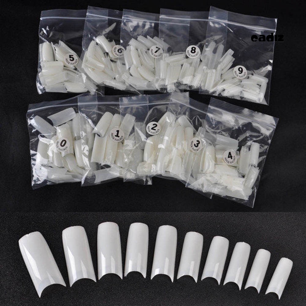 Bộ 500 Móng Tay Giả Bằng Acrylic Chuyên Dụng Cho Làm Đẹp Kiểu Pháp