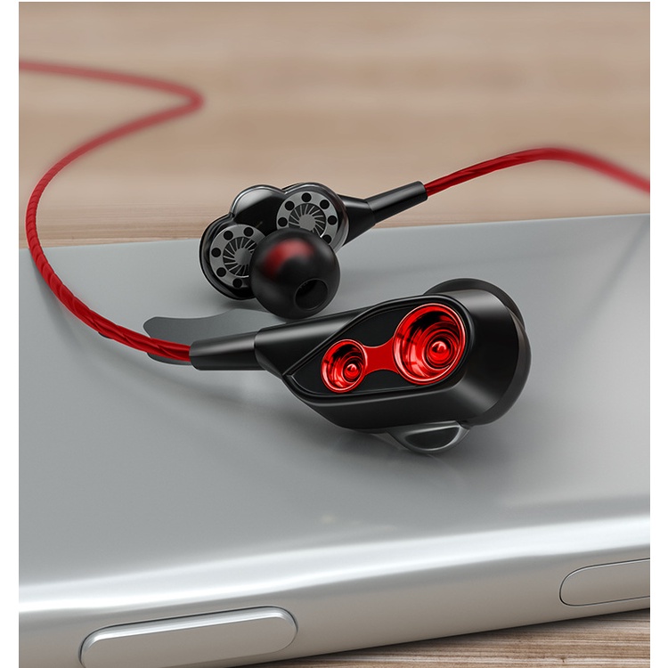 Tai nghe HiFi lõi kép 4 sợi cuốn loa mini.bass siêu trầm cho điện thoại jack 3.5mm của android và lightning MN003