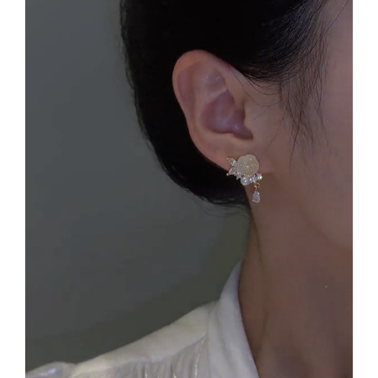 Bông Tai Hình Hoa Đính Đá Zircon Phong Cách Thời Trang Chất Lượng Cao 2022