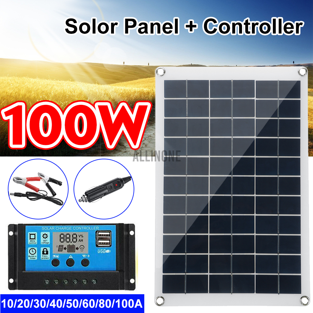 Tấm Pin Năng Lượng Mặt Trời Allinone 100w 12v 0-100A Solar panel