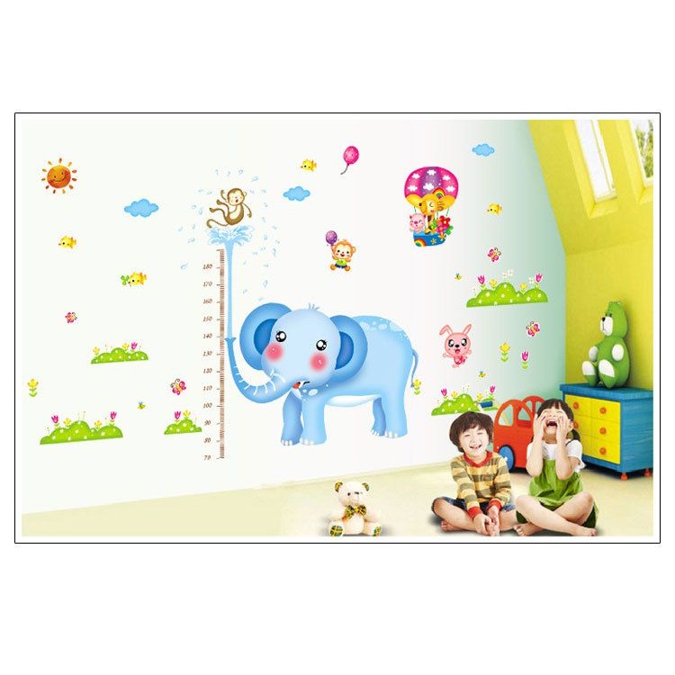 Decal dán tường Thước đo chiều cao voi to- PVC vinyl - DTD016