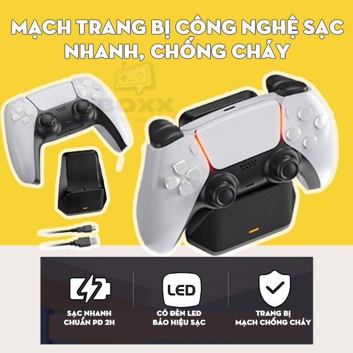 Dock sạc tay cầm PS5 DualSense - PlayStation 5, Đế sạc tay cầm PS5 chính hãng Dobe