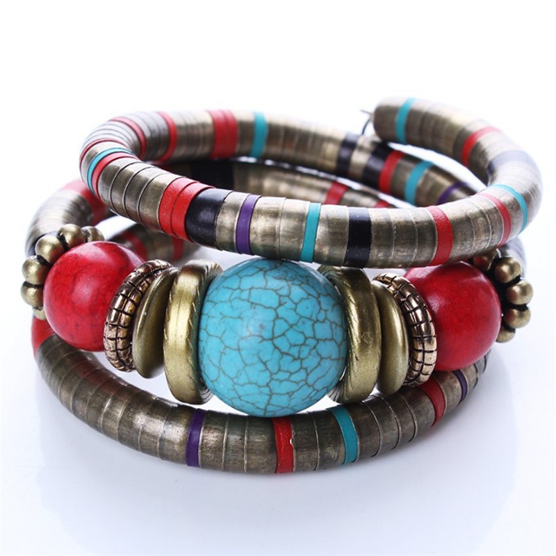 Vòng đeo tay đá ngọc lam nhân tạo phong cách Boho đẹp mắt