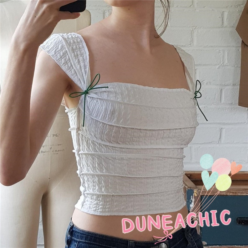 DUNEA Áo Tank Top Hai Dây Hở Lưng Gợi Cảm Cho Nữ