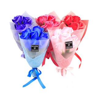 Hoa hồng sáp 7 bông 2 lớp giấy 1 lớp trong 1 lớp chéo