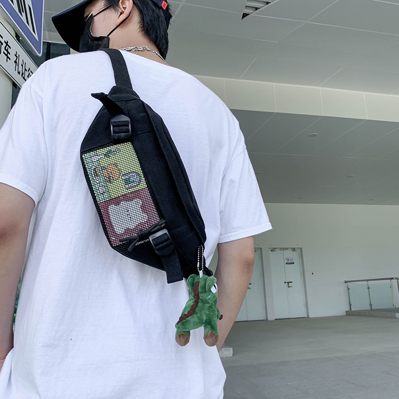 Túi Đeo Chéo vải Oxford siêu bền thời trang nam nữ Bear Bag Kuu Clothes Màu Bạc chống thấm nước tùy ý điều chỉnh