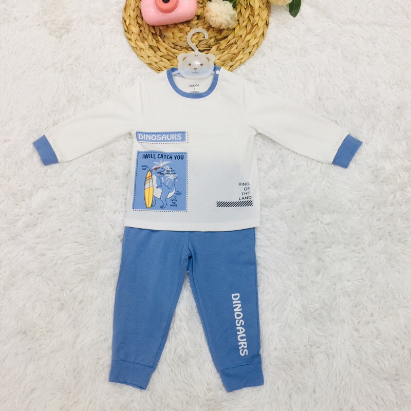 Bộ quần áo dài tay thu đông cho bé trai Dokma sale size 2-6Y DB863 Lamiha