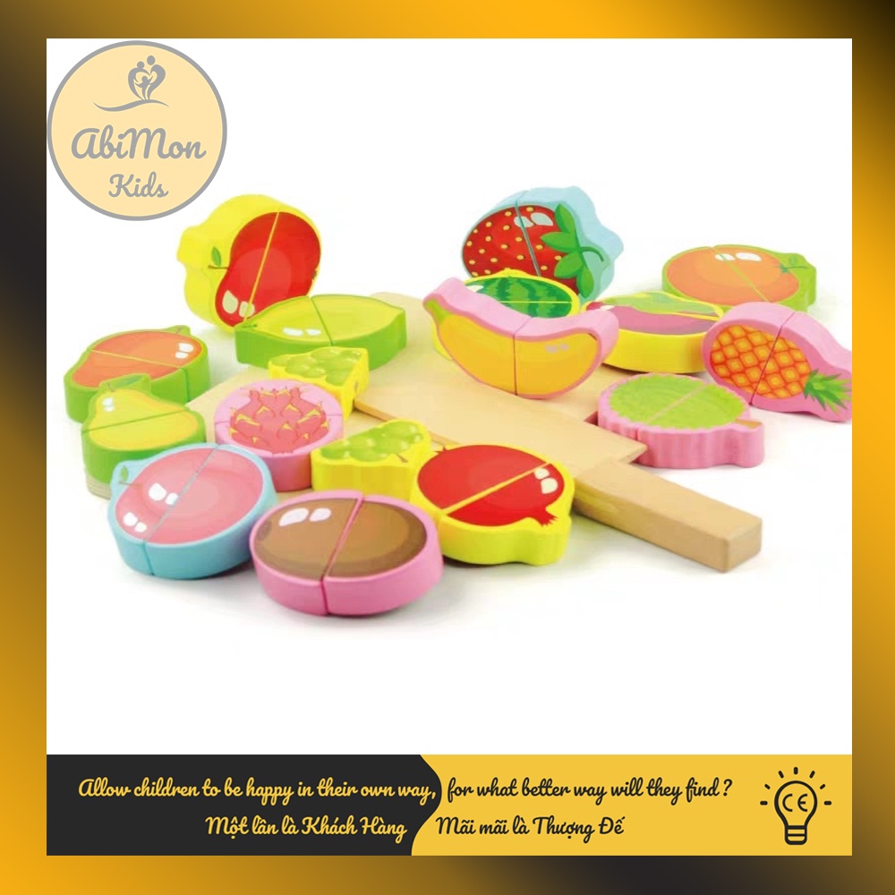 Bộ Cắt Hoa Quả, Rau Củ Bằng Gỗ Cho Bé ☘️ Montessori cao cấp ✨ Đồ chơi Gỗ - Giáo Dục - An toàn - Thông minh