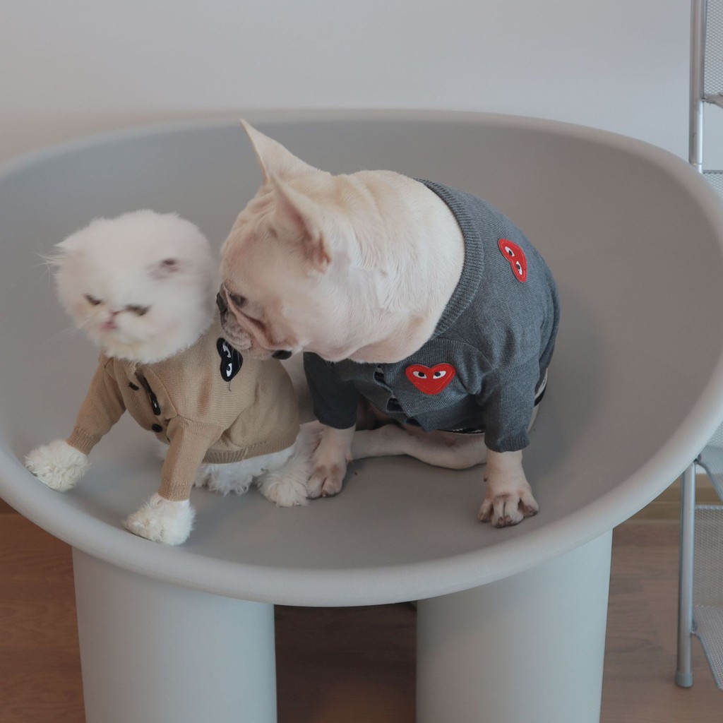Áo khoác cardigan dệt kim thời trang thu đông xinh xắn dành cho thú cưng