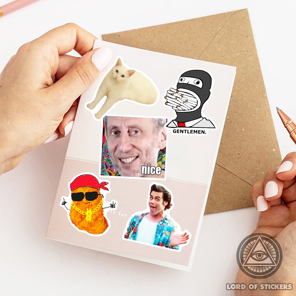 Set 50 Hình Dán Meme Sticker Cute Hài Hước Chống Thấm Nước Trang Trí Mũ Bảo Hiểm, Laptop, Ván Trượt, Máy Tính, Vali, Sổ
