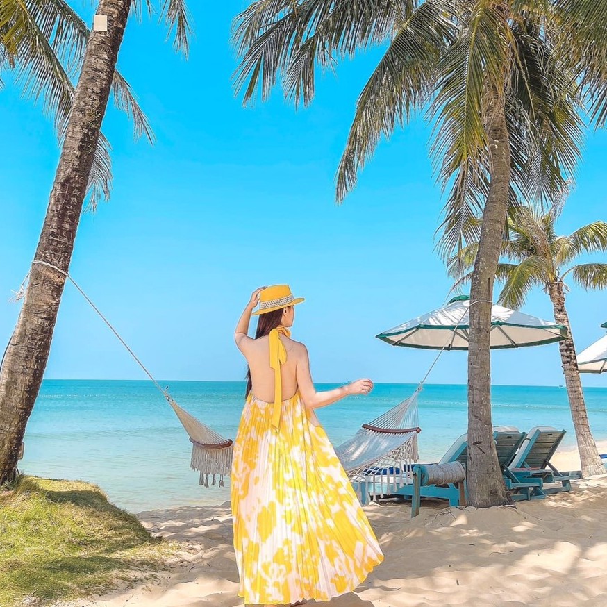 [MAXI] Đầm maxi đi biển dập ly hoạ tiết vàng có ảnh thật