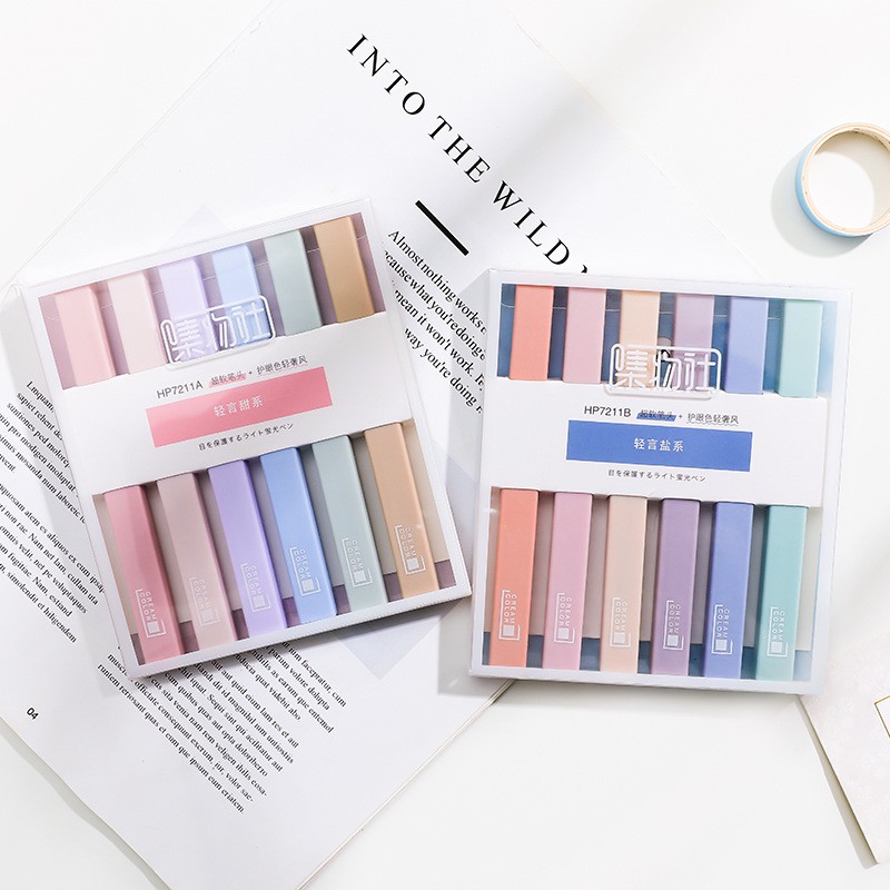 [Mã LIFEBOOK1 giảm 30K đơn 150K] Bộ Bút Highlight Morandi Màu Pastel Cream Color Mẫu Mới 2021