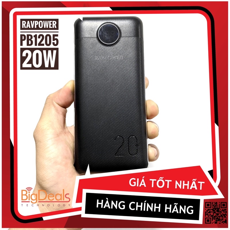 Sạc dự phòng Ravpower RPPB1205 dung lượng 20000mAh 20W chính hãng | BigDeals VN