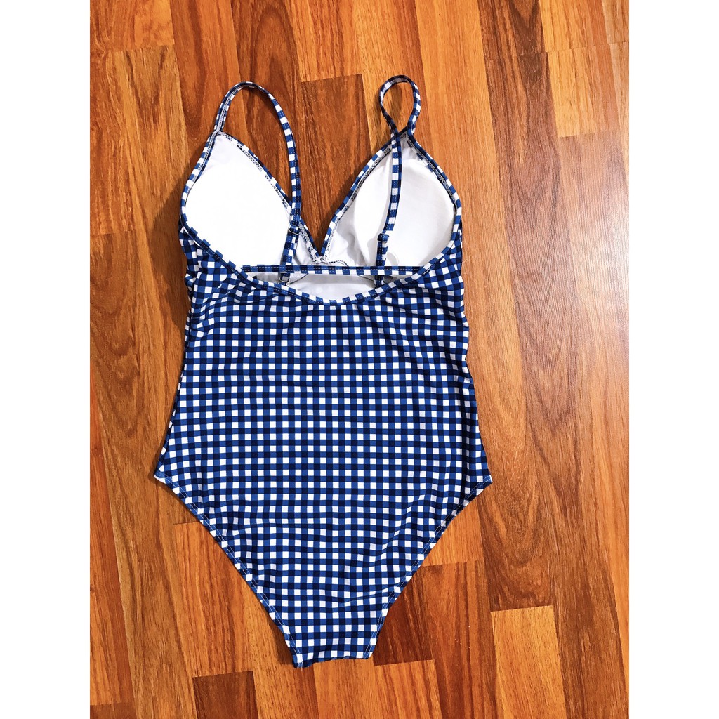 Bikini, Đồ Bơi Đi Biển Thân Liền Caro Xanh ODERI LT-097