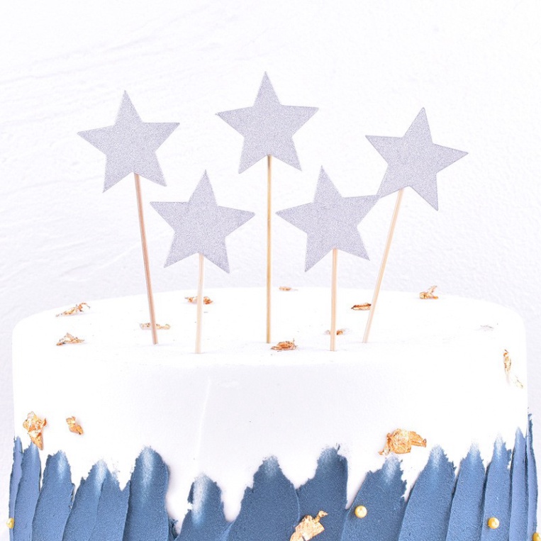 Set 5 que cắm sao trang trí bánh kem, trang trí bánh sinh nhật