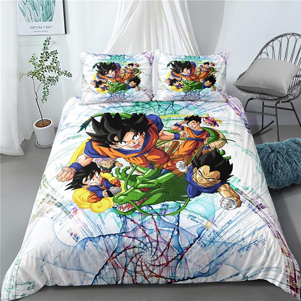 Bộ Ga Giường 3 Trong 1 In Hình Dragon Ball Dễ Thương