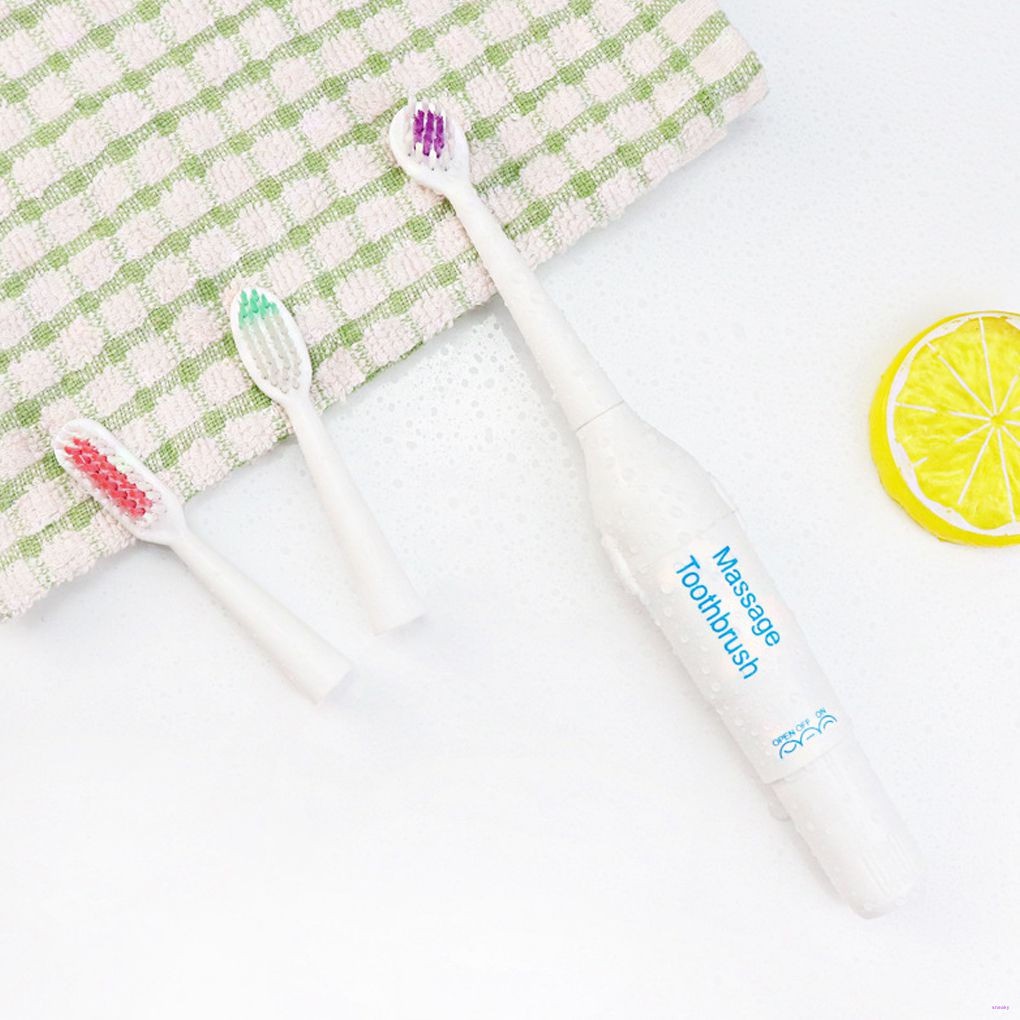 (Hàng Mới Về) Bàn Chải Đánh Răng Điện Mát Xa Chống Thấm Nước Kèm 2 Đầu Thay Thế