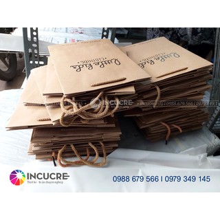 100 Túi Giấy kraft dày dặn in theo yêu cầu - kt túi giấy kraft: 15x20x7cm