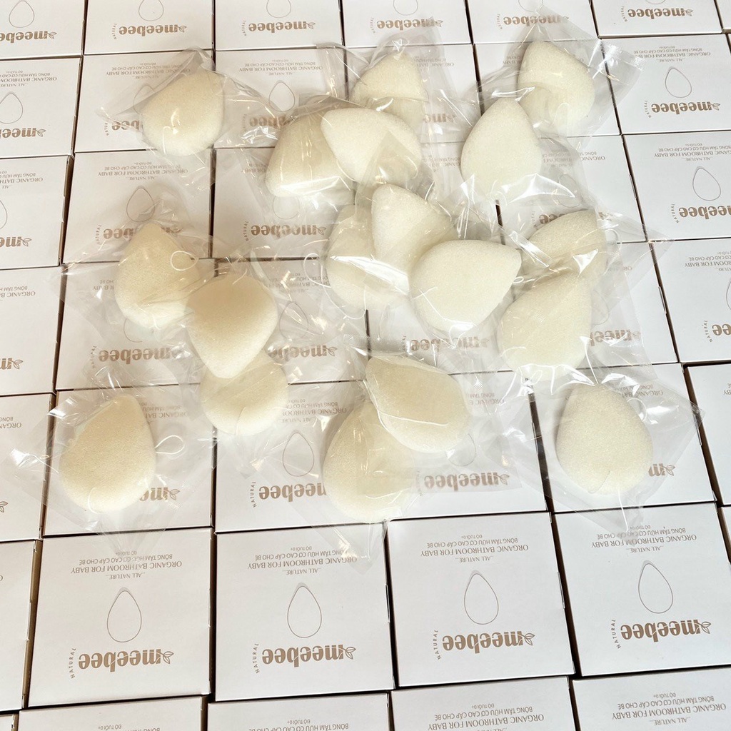 Bông tắm hữu cơ organic meebee cho bé từ sơ sinh cực an toàn cho bé