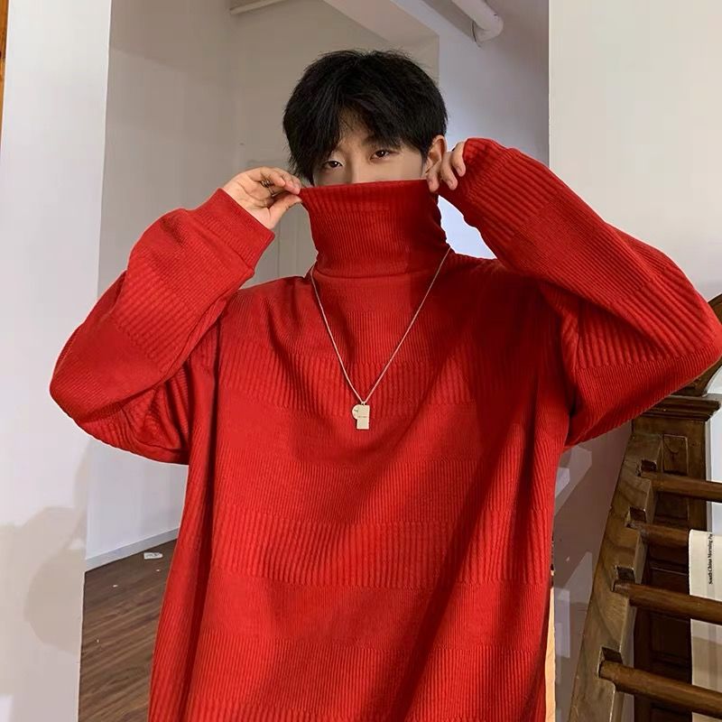 Áo Khoác Sweater Cổ Lọ Dáng Rộng Màu Trắng Đen Phong Cách Hàn Quốc Cho Nam Giới | BigBuy360 - bigbuy360.vn