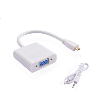 Cáp chuyển Micro HDMI sang VGA có âm thanh đầu Vga âm (Trắng
