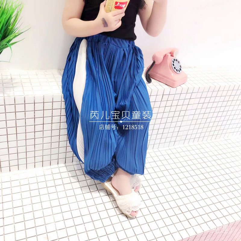 Quần Ống Rộng Vải Chiffon Sọc Dọc Cho Bé Gái 2021 Xo9F