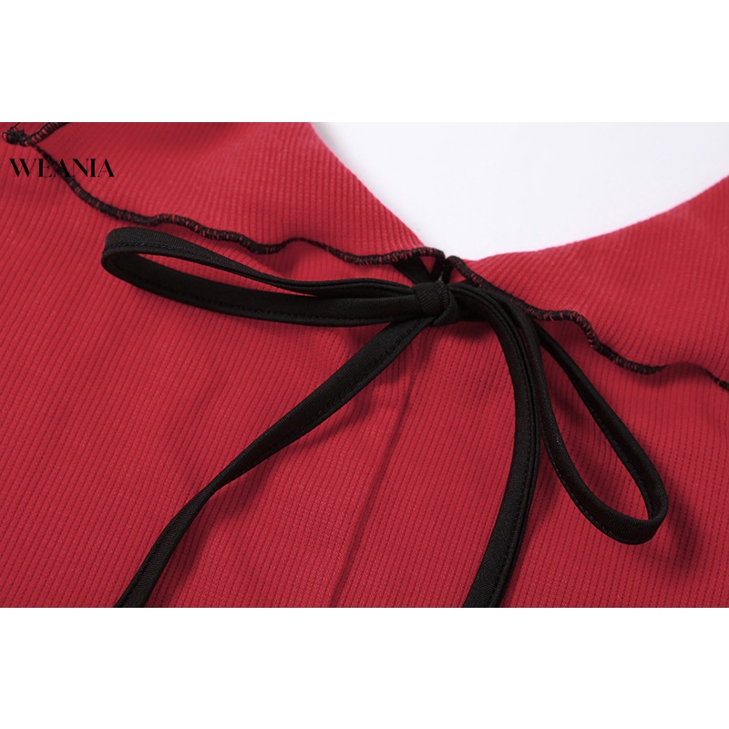 Áo Croptop Hai Dây Hở Lưng Phối Bèo Màu Khối Thời Trang Cho Nữ