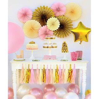 Set quạt giấy 6 cái, riêng Set quạt giấy vàng gold 8 cái,  trang Trí Background Trong Tiệc Sinh Nhật, Đám Cưới
