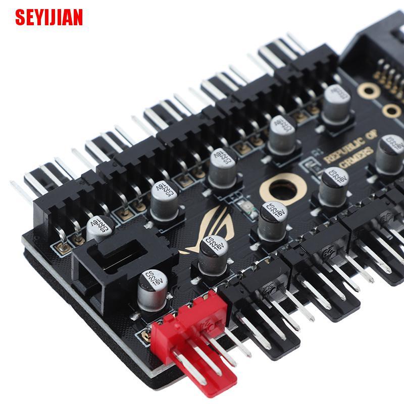 (SEY) Pwm Fan Hub 10 Sata Molex Cooler Cooling Fan Splitter Speed Controller Adapter