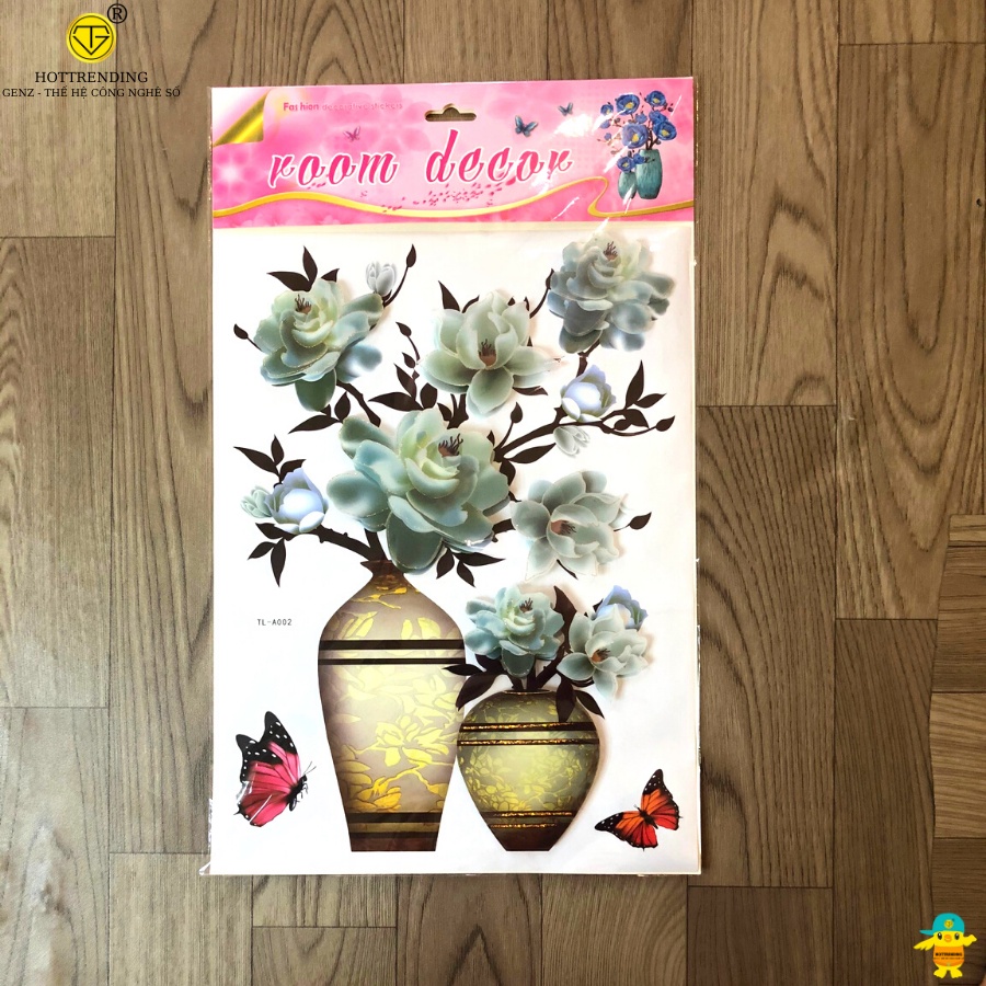 Tranh Hoa Nổi 3D Hình Bình Hoa Có sẵn Keo Dán Tường Siêu Dính Hàng Loại Đẹp