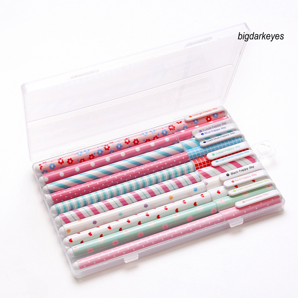 10 Bút Bi Ngòi 0.38mm Kiểu Dáng Dễ Thương