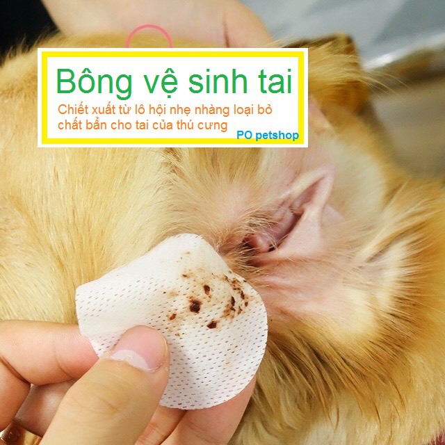 Hộp bông vệ sinh mắt / tai cho chó mèo 130 miếng