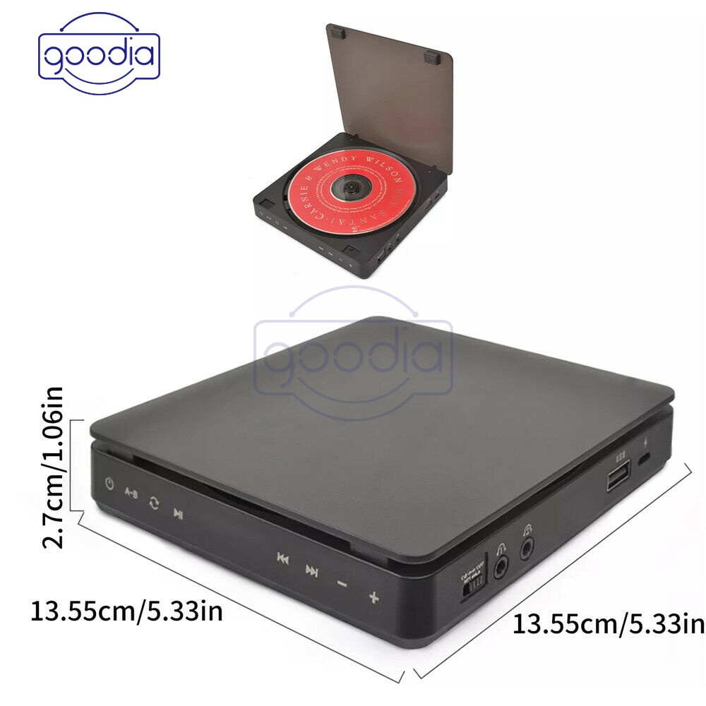 Máy nghe nhạc đĩa cd có thể sạc lại tiện dụng kèm phụ kiện