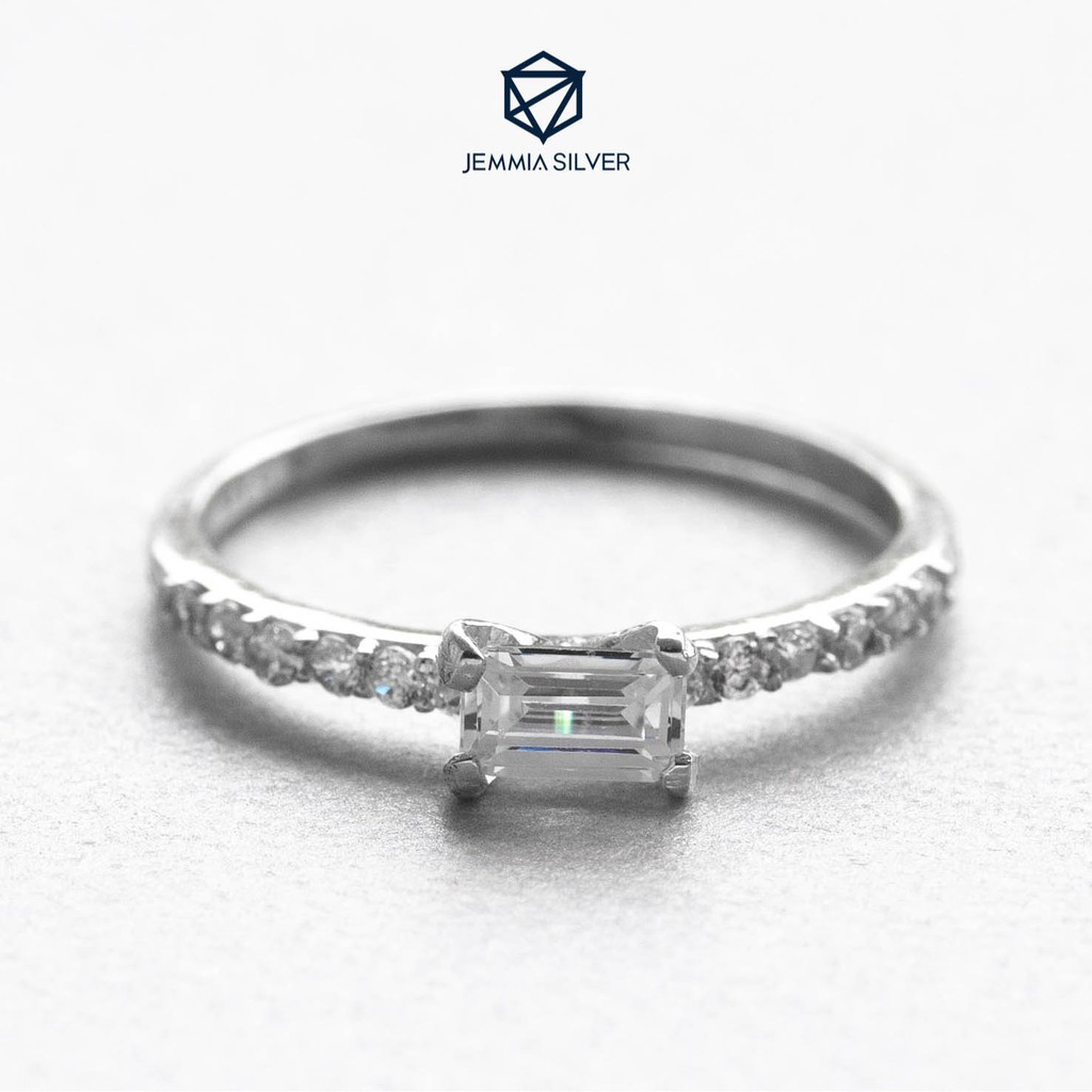 Nhẫn bạc nữ Jemmia đính đá emerald - JM4050