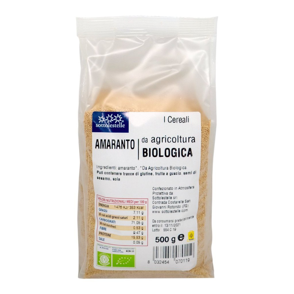 Hạt dền Amaranth hữu cơ Sottolestelle 500g