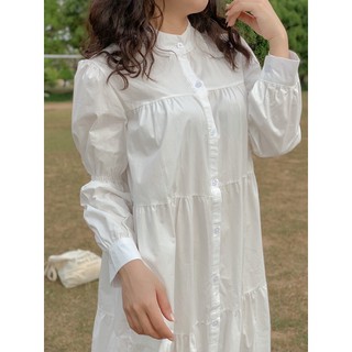 Đầm babydoll trắng dài