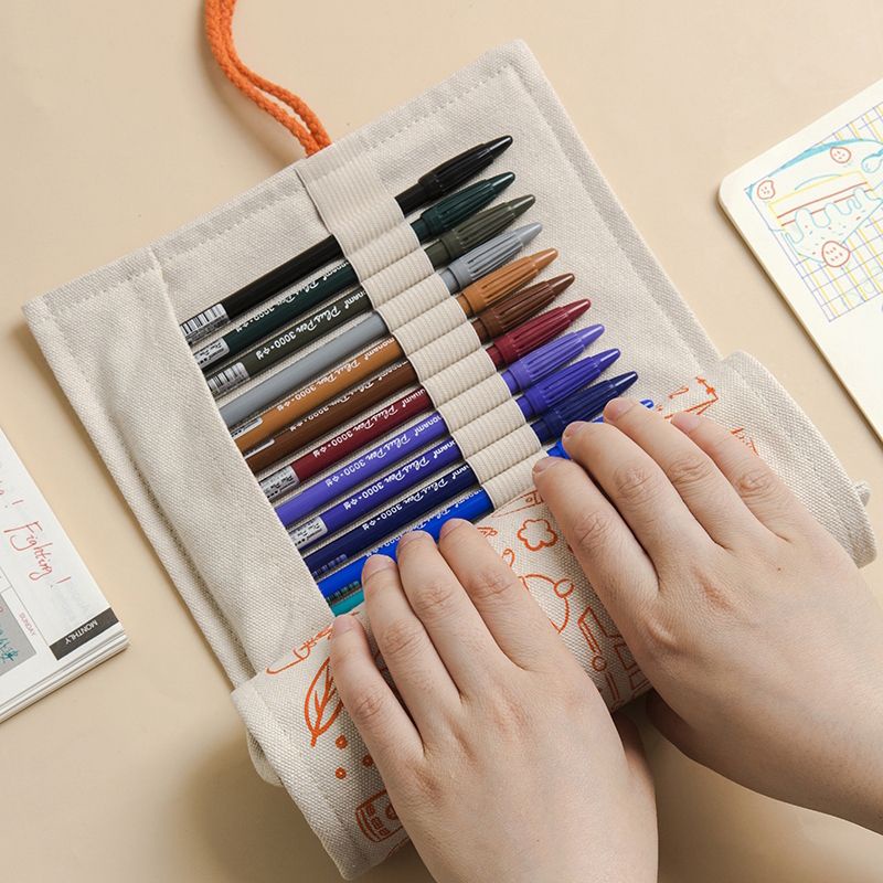 |ORDER| TÚI VẢI CUỘN BÚT LÔNG MONAMI PLUS PEN 3000