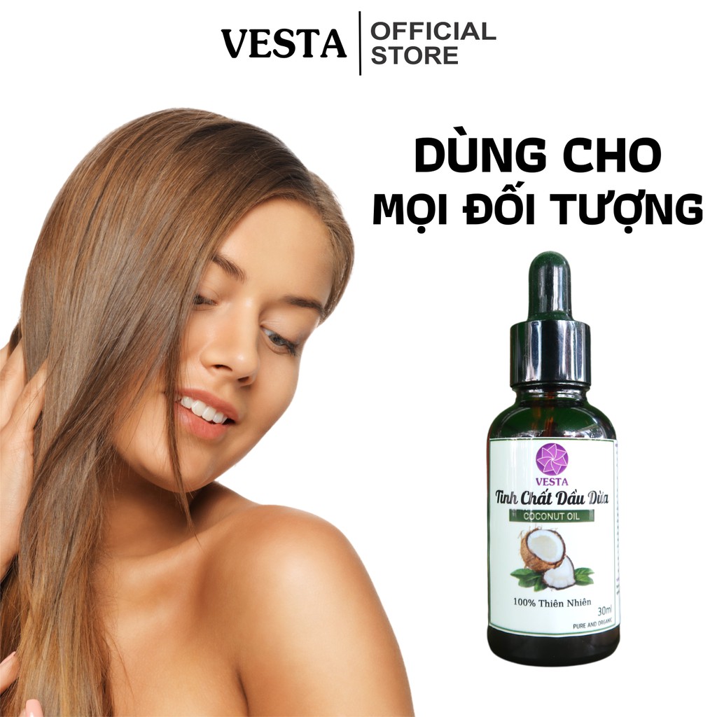 Dầu Dừa 𝑭𝒓𝒆𝒆𝒔𝒉𝒊𝒑 Dầu Dừa Nguyên Chất Ép Lạnh Vesta  30ml