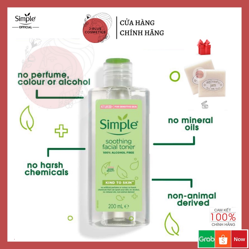 [Mẫu mới] Nước Hoa Hồng Simple Kind To Skin Soothing Facial Toner 200ml