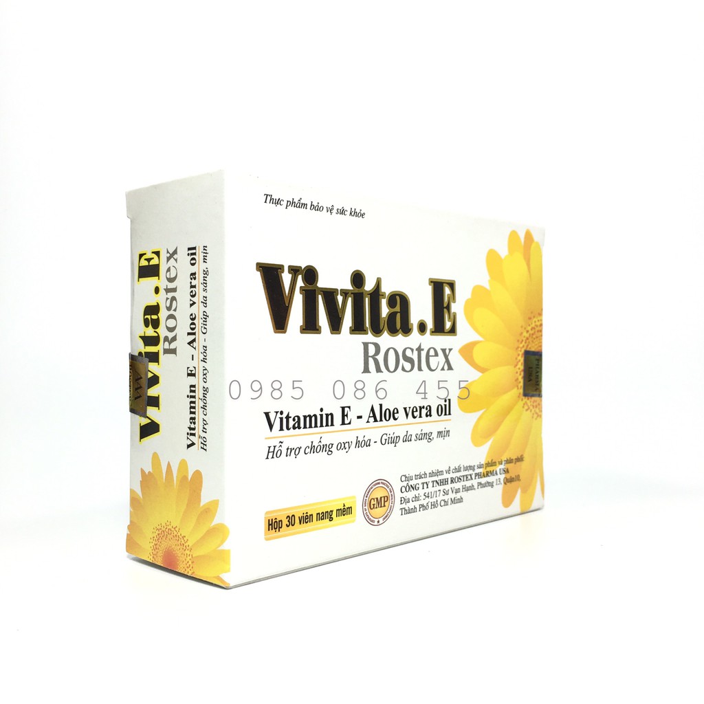 Vivita E - Viên uống đẹp da Vitamin E 4000mcg, tinh dầu lô hội làm đẹp da, chống lão hóa