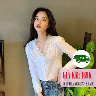 [SẴN] Áo kiểu sơ mi croptop nữ Ulzzang Quảng Châu AS1